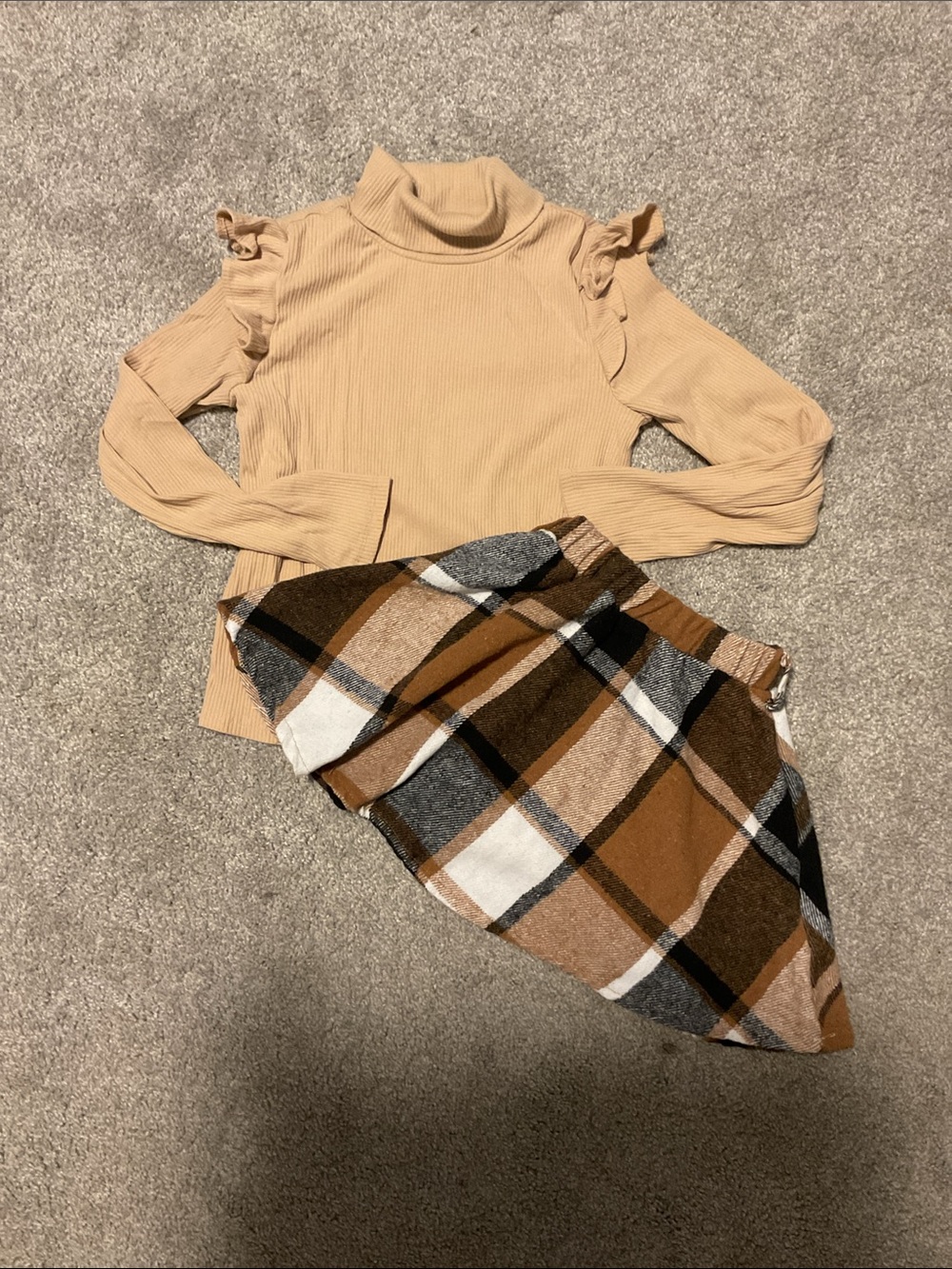 Max Studio Girls Plaid Skirt in Brown, Cream & Gray